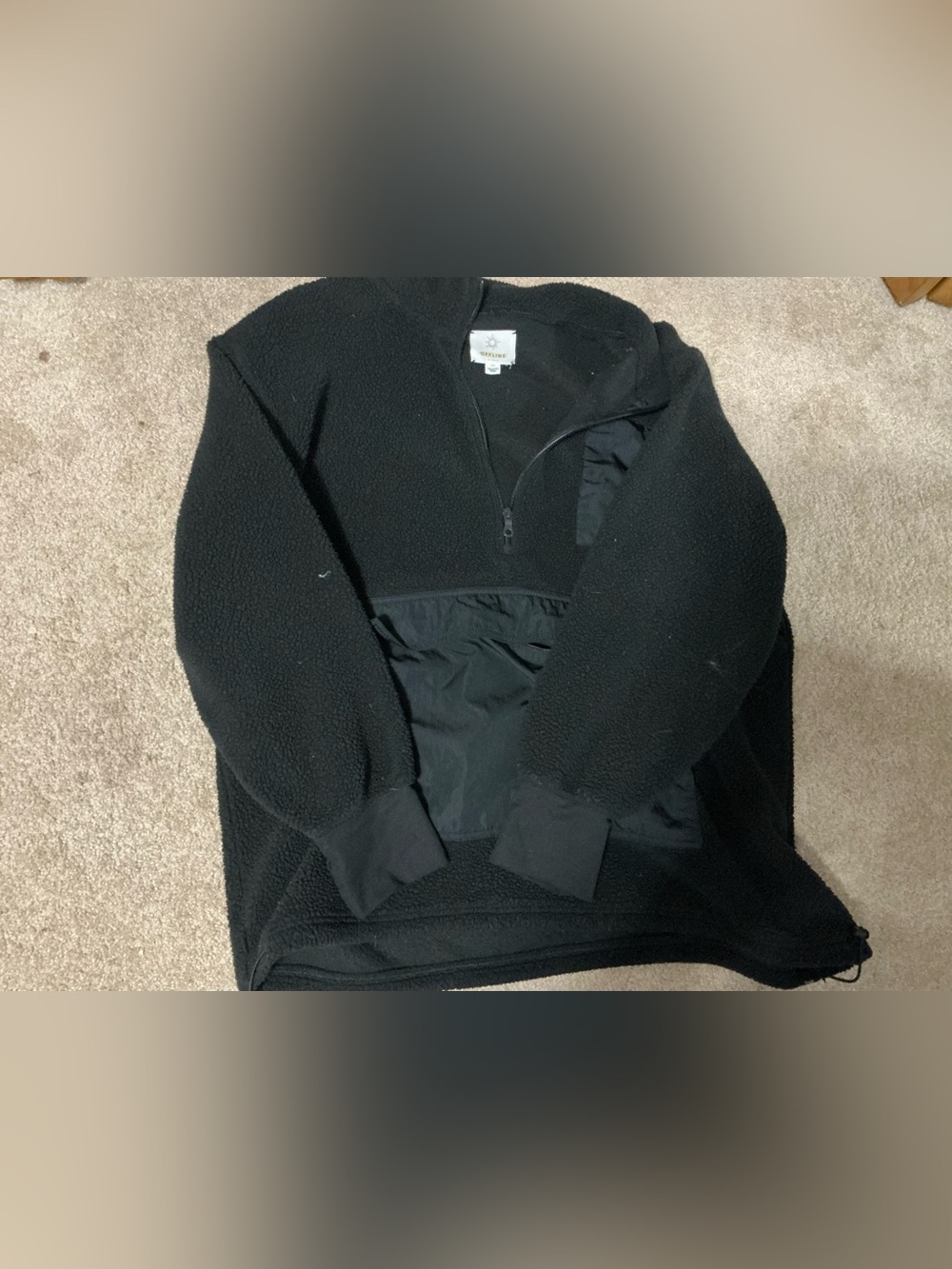 Black Sherpa Half-Zip Pullover Jacket - Unbranded